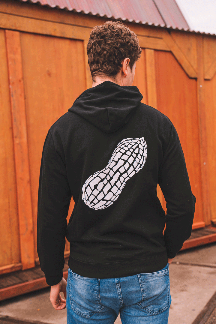 Pindabaas Hoodie zwart - de pindakaaswinkel
