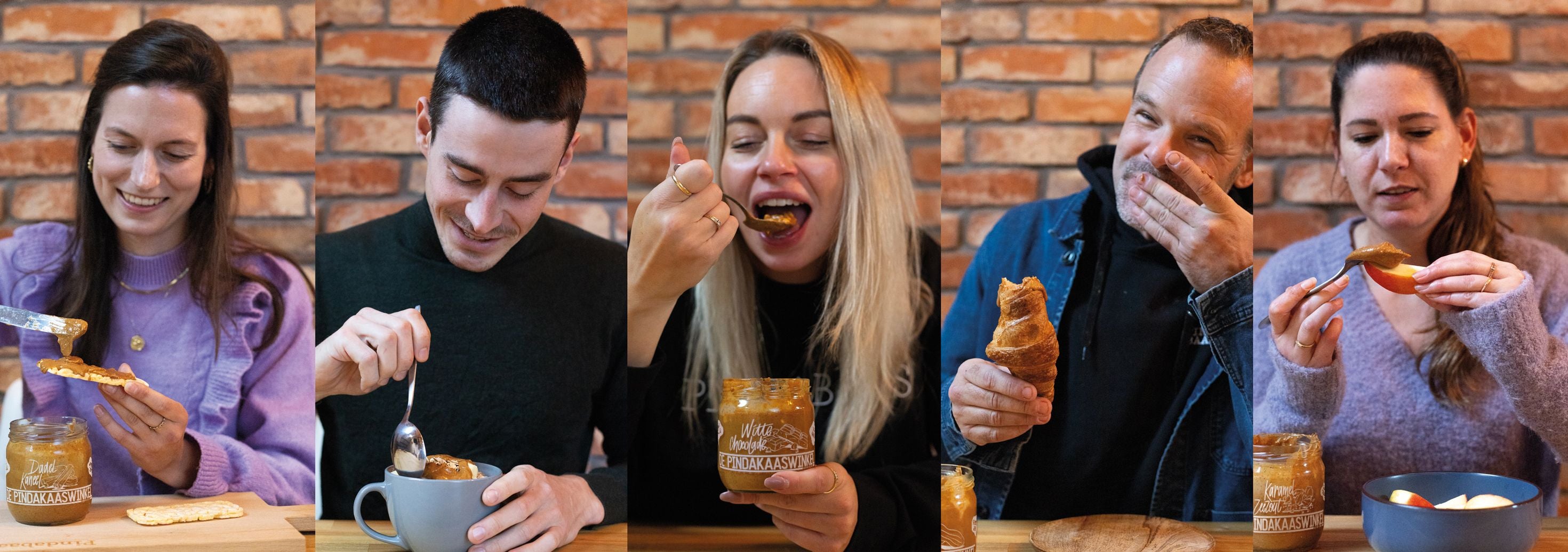 mensen die pindakaas eten